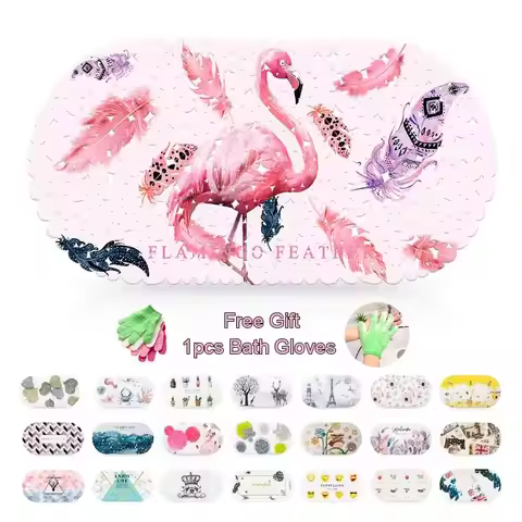 Anti-Slip PVC 20/Color Bathtub Bath Mat With Sucker Drain Holes Cute Kid's Bathroom Carpet Shower Ma