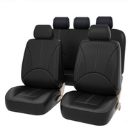 5-seater PU leather seat cover Proton X50 X70 IRIZ Waja Wira SAGA Persona Perdana 9PCS seat cover (front row + rear row) 5 headrest full surround leather seat cover PVC waterproof non-slip four seasons available