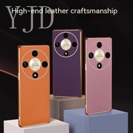YJD Case For Honor X9b Elegant Solid Color Leather Ultrathin Electroplated Edge Shockproof Phone Cas