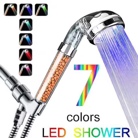 LED Shower Head with Filtration Automatic 7-color Changing Shower Head High Pressure Shower Head Wat