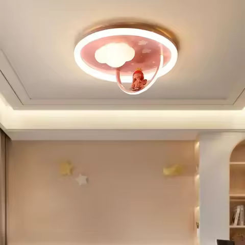 Ceiling Lights Kids Room Astronaut Boy Girl Bedroom Chandelier Princess Spaceman Rocket Rabbit Child