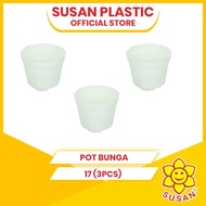 bundle pot tanaman - pot bunga - pot plastik - pot bunga #17 - susan - putih 3pcs