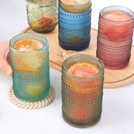 Set of 6 luxury 400ml high-quality glass cups for living space. Set of polka dot glass cups to decor