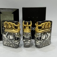 ZIPPO SKULL CROWN BLACK GOLD 3D LIMITED EDITION RARE - GHOSTORE7