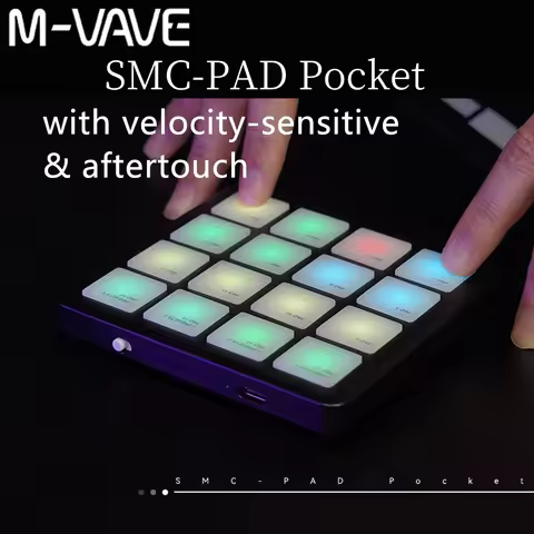 M-VAVE SMC-PAD Pocket Black Wireless MIDI Controller Pads, Portable MIDI Controller with 16 MPC Drum