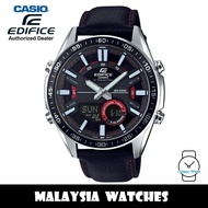 (OFFICIAL WARRANTY) Casio Edifice EFV-C100L-1AV Analog Digital 100M Black Dial Black Leather Men's W