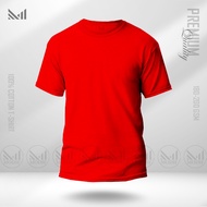Red Soft style Round Neck Adult Plain T-Shirt Unisex Baju Merah Kosong Men/Ladies/Women