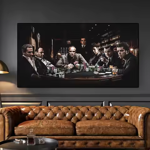 Famous Movie Gangsters of All Time Characters Party Godfather Poster Canvas Painting Wall Art Pictur