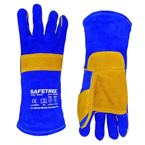 SAFETREE 14"Cowhide Leather Weld Safety Gloves Fire Resistant Heat Resistant Welding Work Glove CE E