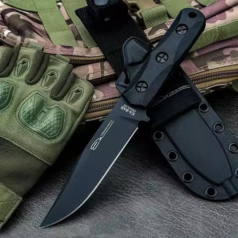 KA‑BAR EK50 Fixed‑Blade Knife with Sheath 8Cr13MoV Blade and Nylon Fiber Handle Outdoor Camping Hunt