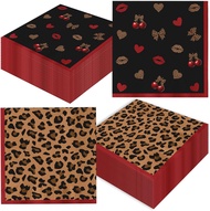 Red Cheetah Print Paper Napkins48pcs Cheetah and Cherry Napkins |   Cheetah Party Decorations Leopar
