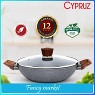 CYPRUZ GREY MARBLE PAN/WOK PAN Marble Series PAN + LID - 24 CM - 30 CM