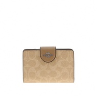 COACH กระเป๋าสตางค์ซิปรอบขนาดกลางมีโลโก้คลาสสิกสำหรับผู้หญิง รุ่น CW786SVPWH