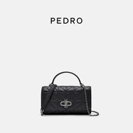กระเป๋าสะพายข้างผู้หญิง PEDRO กระเป๋าสตางค์หนังวัวทรงสี่เหลี่ยมเล็กแบบมีซิปปิดด้านหน้าพร้อมโซ่แบบมีล