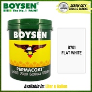 ♞Boysen Permacoat Flat Latex - Semi Gloss White - Gloss White 1 LITER