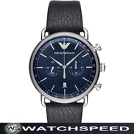 Emporio Armani AR11105 Chronograph Blue Dial Leather Men's Watch