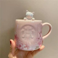 Starbucks Cute Cat Sakura Embossed Mug