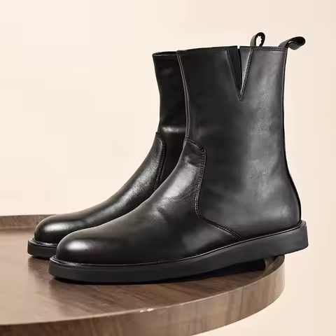Men's boots, high-top shoes men, leather production, zipper section, love section, large size, handm
