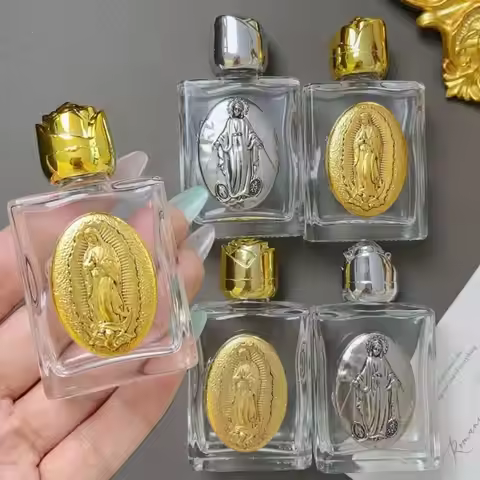 1pcs Holy Jesus Bottle Religious Cross Christian Virgin Sculpture Bottle Holy Water Storage Perfume 