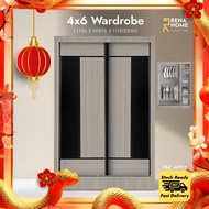 [SIAP PASANG] 4ft x 6ft Sliding Door Wardrobe | Wardrobe Murah | 4x6 Wardrobe | Almari Baju Murah | 