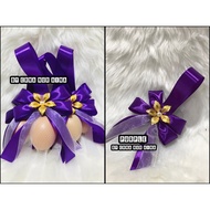 New design-( Purple ) Bunga telur gantung ribbon metal flower murah simple cantik 25pcs/1set 50pcs/1