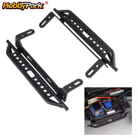 HobbyPark Metal Side Step Running Boards Foot Plate for Traxxas TRX4 TRX-4 1/10 RC Crawler (Black)