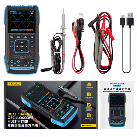 2C23T 3-in-1 Digital Oscilloscope 10MHz Dual Channel Handheld Scope Multimeter Signal Generator for 