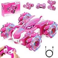 Kikikid Remote Control Car for Girls, Rechargeable RC Cars Toys with Cool Lights, 2.4Ghz Double Side