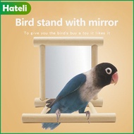 [HATELI] Bird Parrot Bell Toy Bird Mirror Bird Cage Stand Bar Accessories