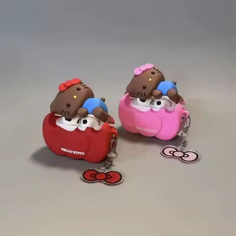 Anime Sanrio Hello Kitty Lying Bow Earphone Protective Case Compatible with AirPods Pro3 Lovely Kawa