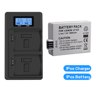 PALO 1800mAh LPE5 LP E5 LP-E5 Battery + LCD Dual USB Charger For Canon 450D 500D 1000D KISS X2 X3 F 