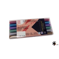 Japan Kuretake ZIG CALLIGRAPHY Metallic Color Series Double-Headed Flat Microphone-6 Set MS-8400/6V