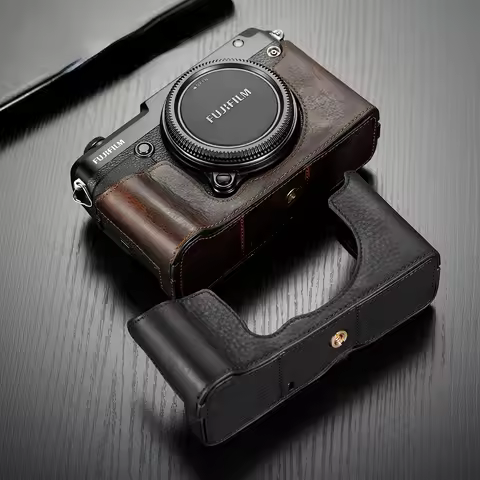 For GFX50R Genuine Leather Camera Case Handle Half Bag For Fujifilm GFX50R Camera Bodysuit