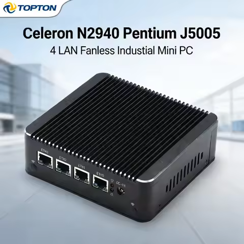 4 LAN Fanless Firewall Router Intel Celeron N2940 Pentium J5005 4 Core Mini Industrial PC Computer p