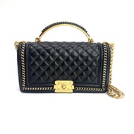 Chanel 黑牛皮皮穿鏈Handle Boy25