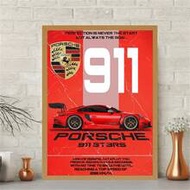 1pc Porsche 911 GT3 RS Red Vintage Distressed Canvas Wall Art, Inspirational Quote & Spec Sheet Spor