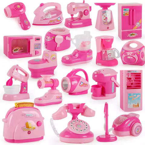 Children's Simulated Kitchen Play House Small Appliances Refrigerator Microwave Hair Dryer Coffee Ma