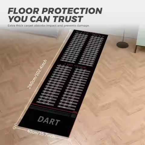 IKAMA Professional Dart Throw Mat 260×40cm Printed Score Reference Chart Wear Resistant Carpet For P