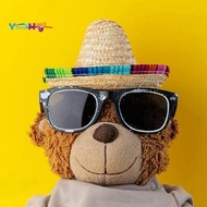 6 Pack Small Sombrero Hats, 6.5 Inch Natural Straw Hats Sombrero Party Hats Dolls Pets Themed Party 