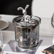 【On Sale】 Electroplated Glass Ashtray Scandinavian Rabbit Ashtray Car Home Portable Ashtray With Cover