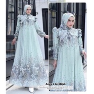 DRESS AZZURA 3 SET GAMIS PREMIUM FULL PURING BUNGA MEWAH / GAMIS TERLARIS 2025 / GAMIS JUMBO LD140 C