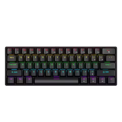 APAYADO K61 60% Mechanical Gaming Keyboard 61 Keys Wired RGB Backlit Red Blue Switch Type C Mini Key