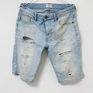 NET JEANS 破壞 水洗 刷破 牛仔褲 短褲 褲子 休閒褲 合身 男版 藍色 31號 約30-32腰 W072 PNT-M TP0_2409 TP0_24