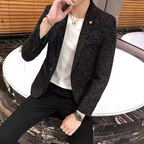 Blazer.New Boutique Men's Solid Color British Style Fashion Casual Business Job Interview Gentleman 
