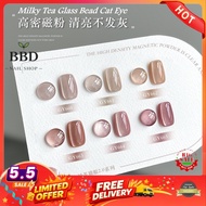 GAOY 11ML Milky Tea Glass Bead Cat Eye Gel Nail Polish Glitter 戈雅微笑瓶11ML高亮透色光感奶茶玻璃珠猫眼指甲油