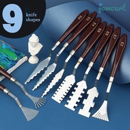 Jowoart 9 Pcs ดอกไม้ Art Scraper Texture มีด Art Palette มีดพิเศษ-Shaped Scraper ภาพวาดสีน้ำมันสีอะค