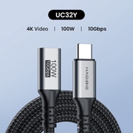 Hagibis USB C Extension Cable USB 3.2 Gen2ชายหญิง Type C Extender สายไฟ4K 100W ใช้งานร่วมกับ Thunderbolt 3/4สำหรับแล็ปท็อป MacBook Pro Samsung Xiaomi Nintendo Google Pixel 2 XL หมายเหตุ8 S8 Plus S9 Huawei ที่ Mate10