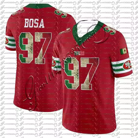 Men San Francisco 49ers Mexico Flag Football Jersey Bosa 97 Montana 16 Rice 80 Lott 42 Warner 54 Spo