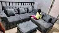 Sofa seribu kancing model sudut / kursi sofa tamu L shape sudut variasi kancing