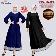 Abaya Robe Combination Putih Lace Dress Abaya Turkey Dubai Jubah Maxi Dresses - ERA URWA